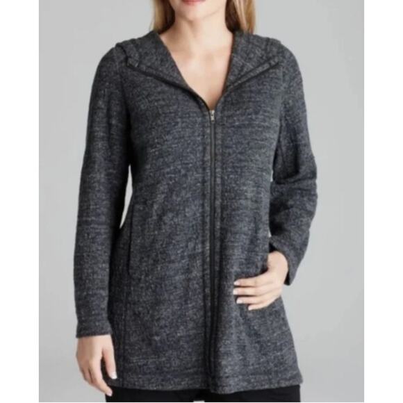 Eileen Fisher Sweaters - Eileen Fisher Terrazzo Stretch Ripple Mock Neck Jacket Size M Gray Textured